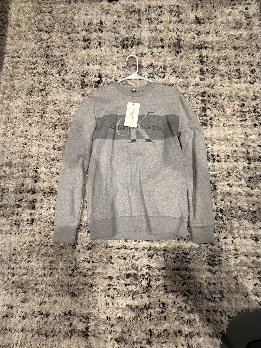 Calvin Klein Jeans Gray Crewneck Sweatshirt With Chest Logo